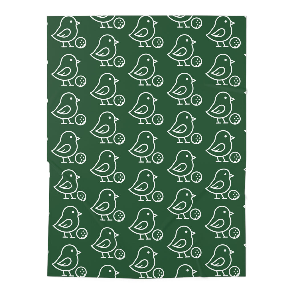 Forest Green Bird Print Baby Swaddle Blanket Lightweight Jersey Polyester