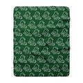 Little Birdie Sherpa Fleece Blanket Forest Green Bird Print Plush Ivory Backing