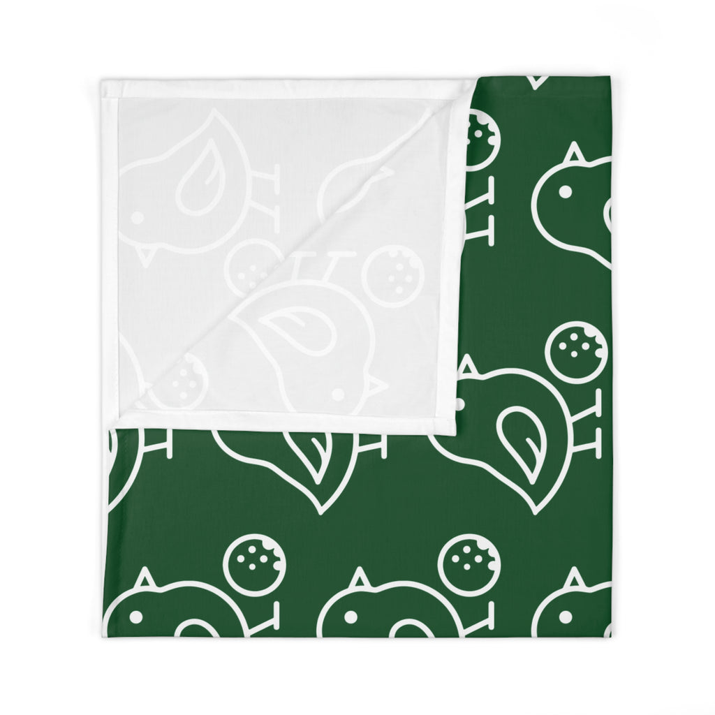 Forest Green Bird Print Baby Swaddle Blanket Lightweight Jersey Polyester