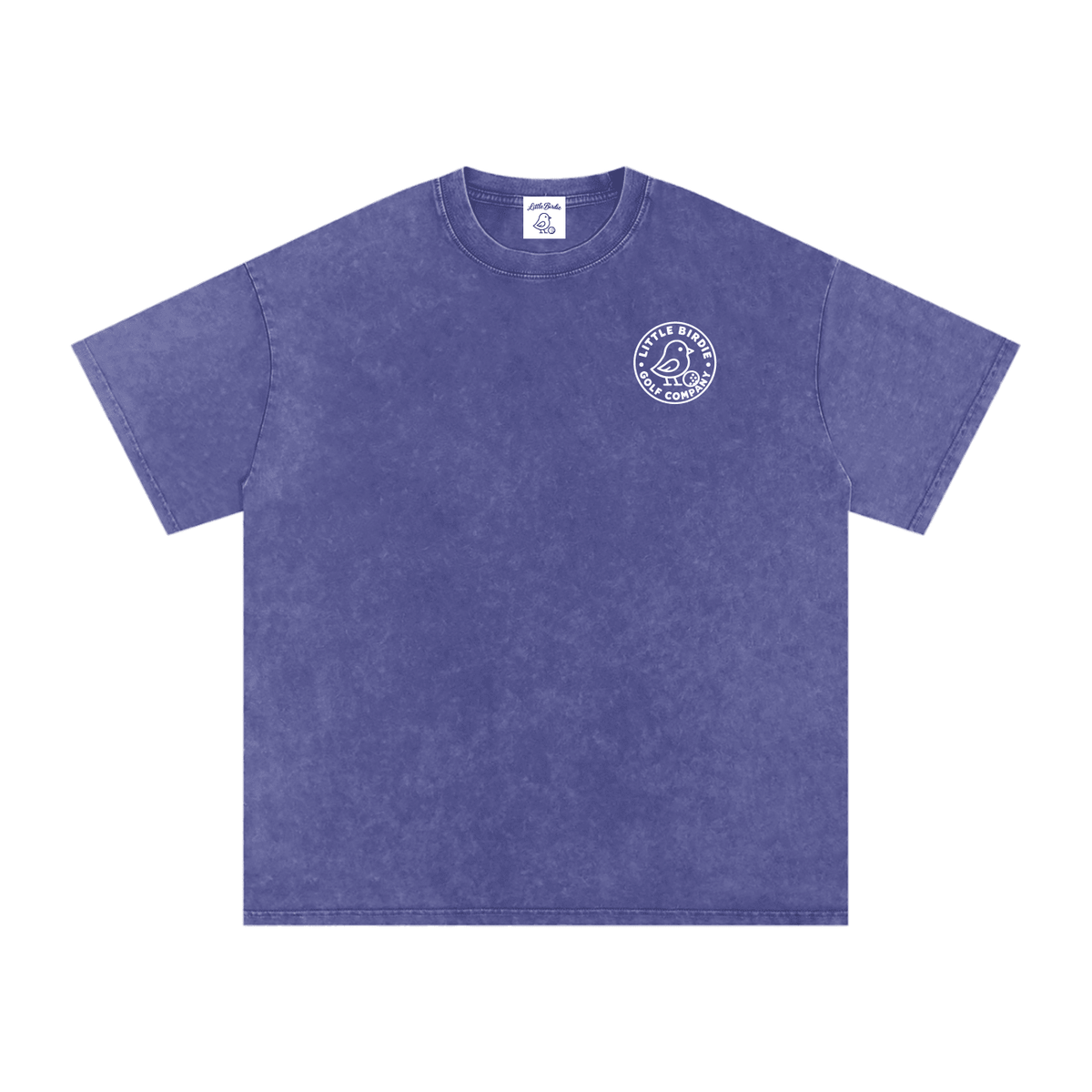 Birdie Badge Oversized Cotton Tee 250 GSM Vintage Wash Relaxed Fit - Little Birdie Golf Co