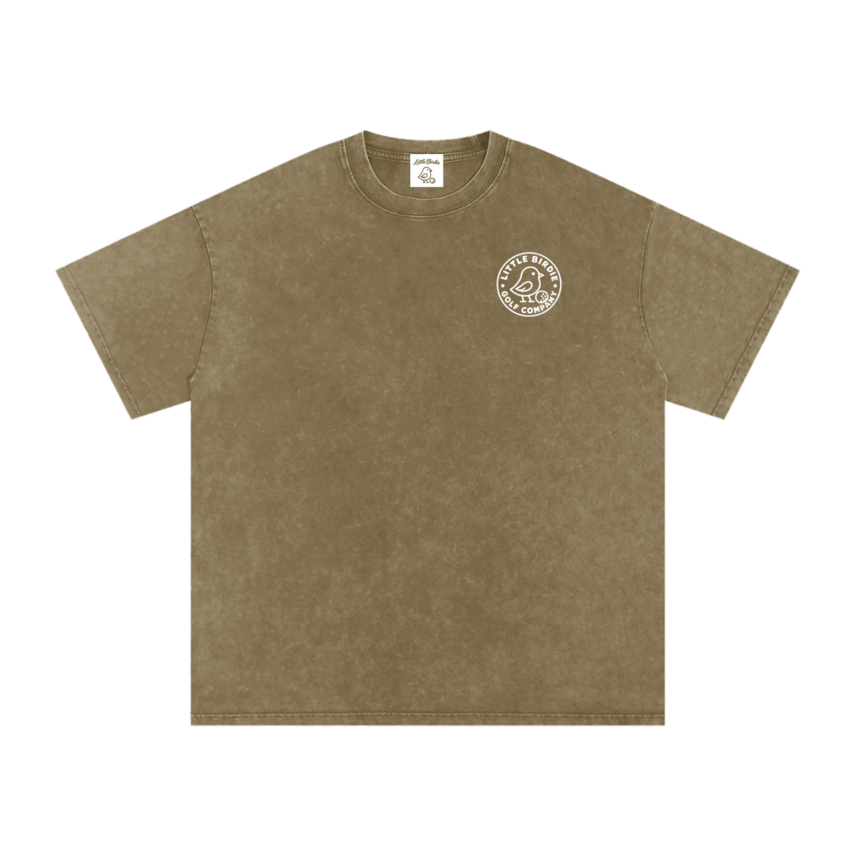 Birdie Badge Oversized Cotton Tee 250 GSM Vintage Wash Relaxed Fit - Little Birdie Golf Co