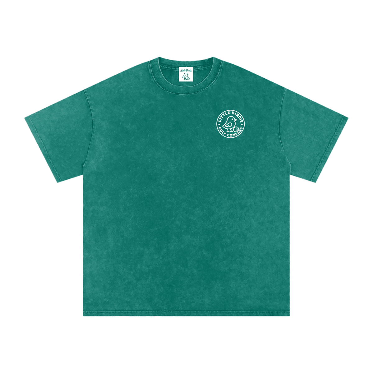 Birdie Badge Oversized Cotton Tee 250 GSM Vintage Wash Relaxed Fit - Little Birdie Golf Co