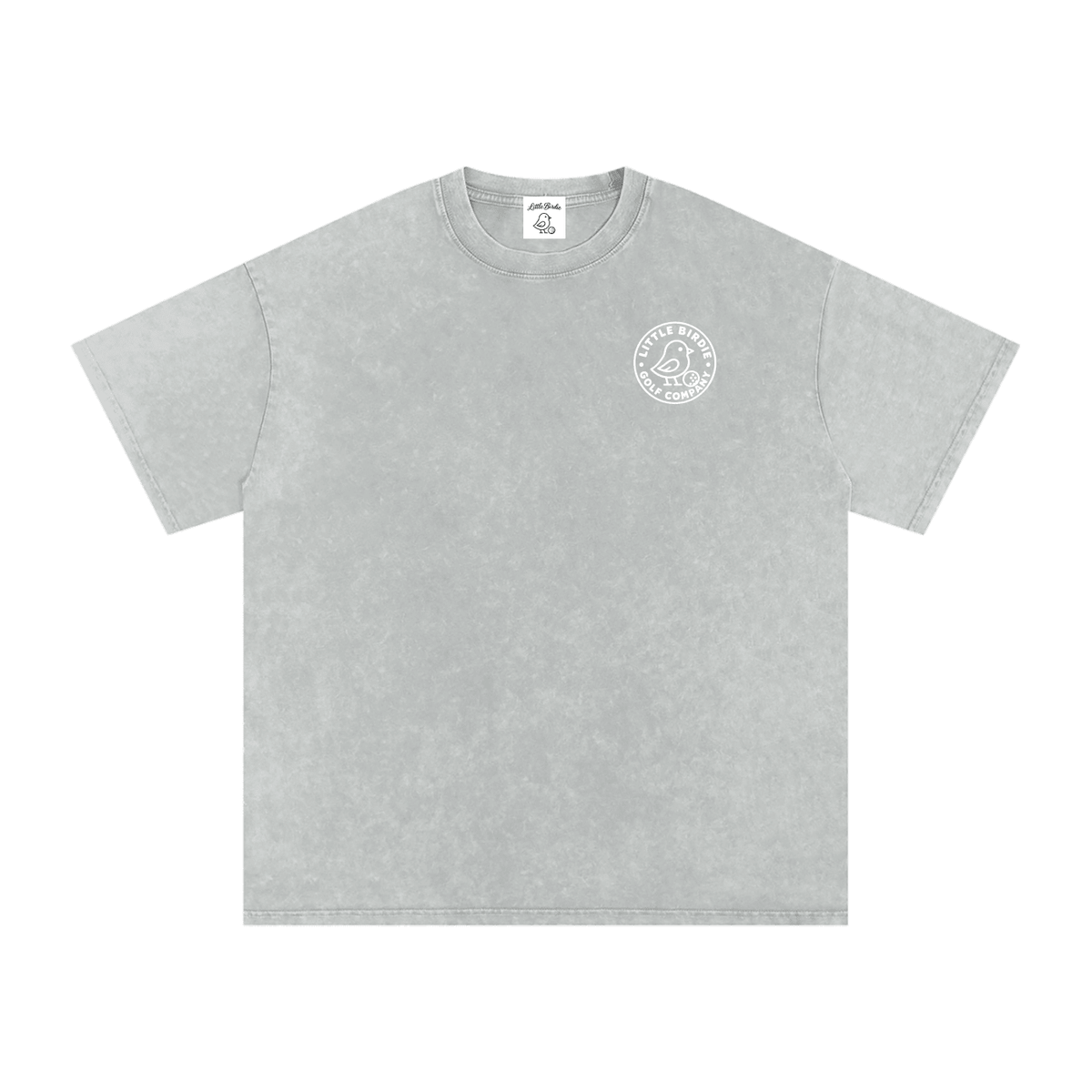 Birdie Badge Oversized Cotton Tee 250 GSM Vintage Wash Relaxed Fit - Little Birdie Golf Co