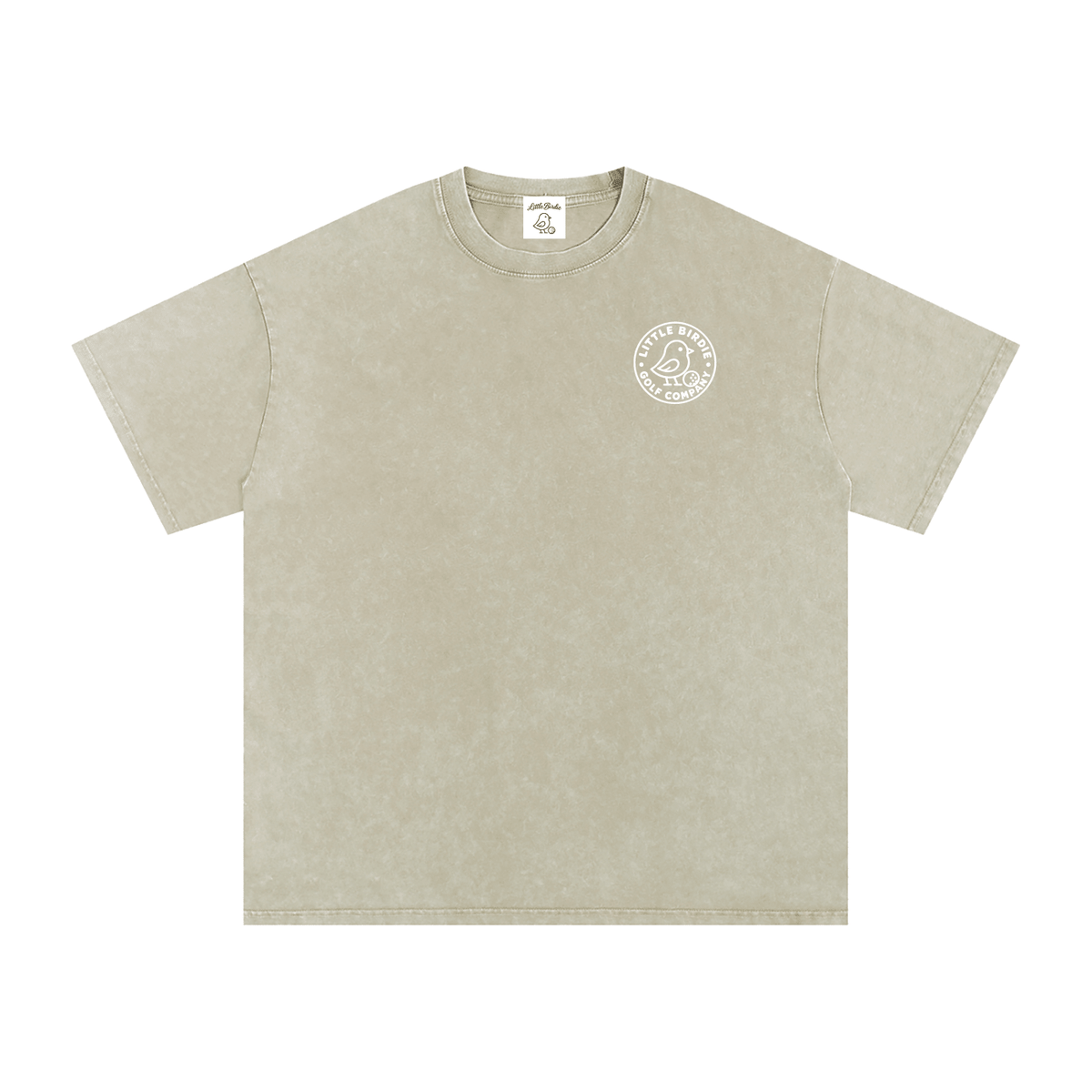 Birdie Badge Oversized Cotton Tee 250 GSM Vintage Wash Relaxed Fit - Little Birdie Golf Co