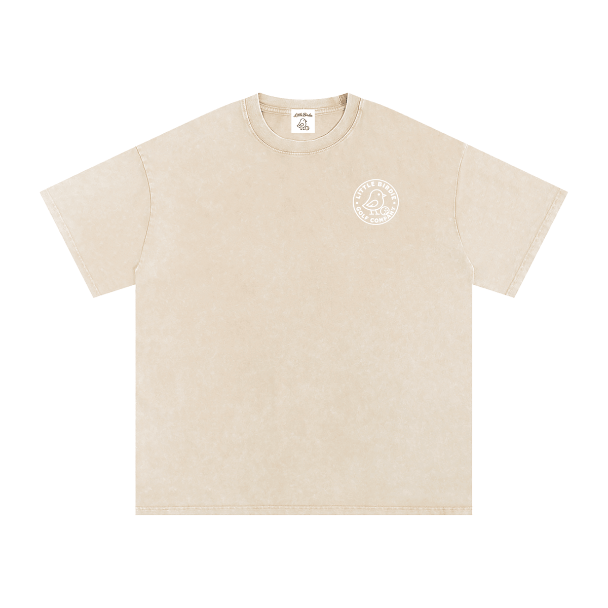 Birdie Badge Oversized Cotton Tee 250 GSM Vintage Wash Relaxed Fit - Little Birdie Golf Co