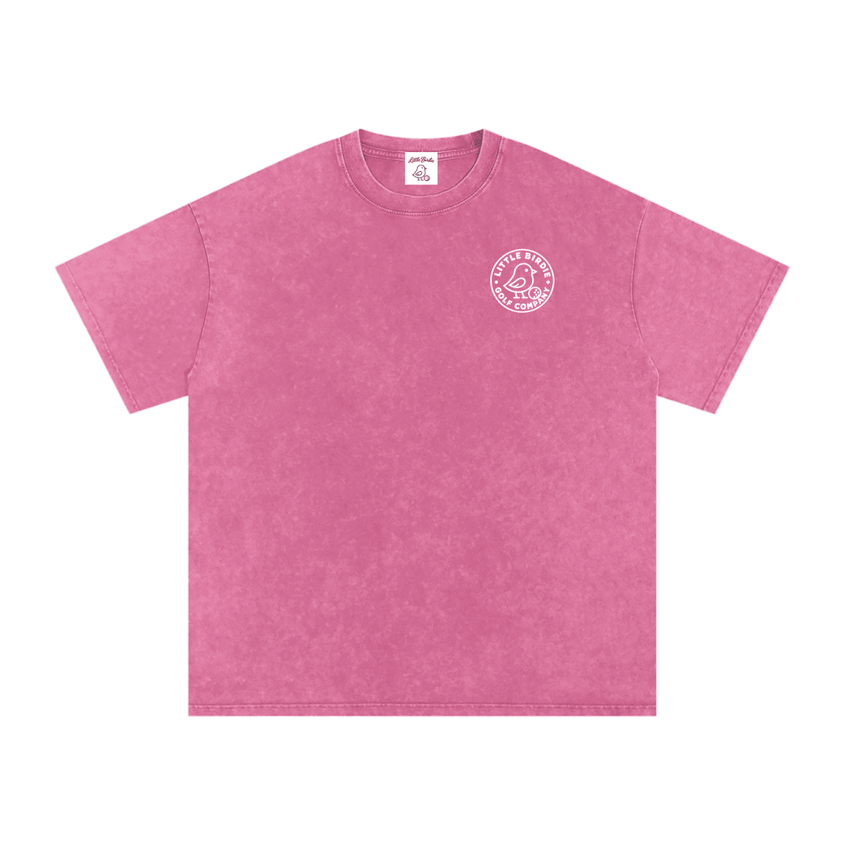 Birdie Badge Oversized Cotton Tee 250 GSM Vintage Wash Relaxed Fit - Little Birdie Golf Co