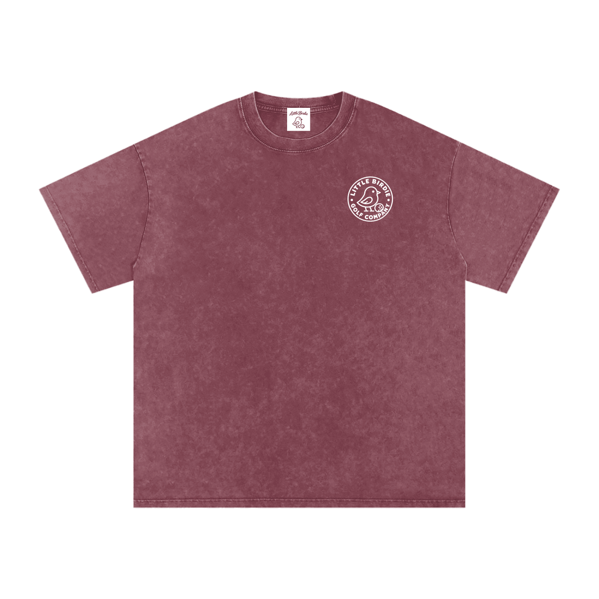 Birdie Badge Oversized Cotton Tee 250 GSM Vintage Wash Relaxed Fit - Little Birdie Golf Co