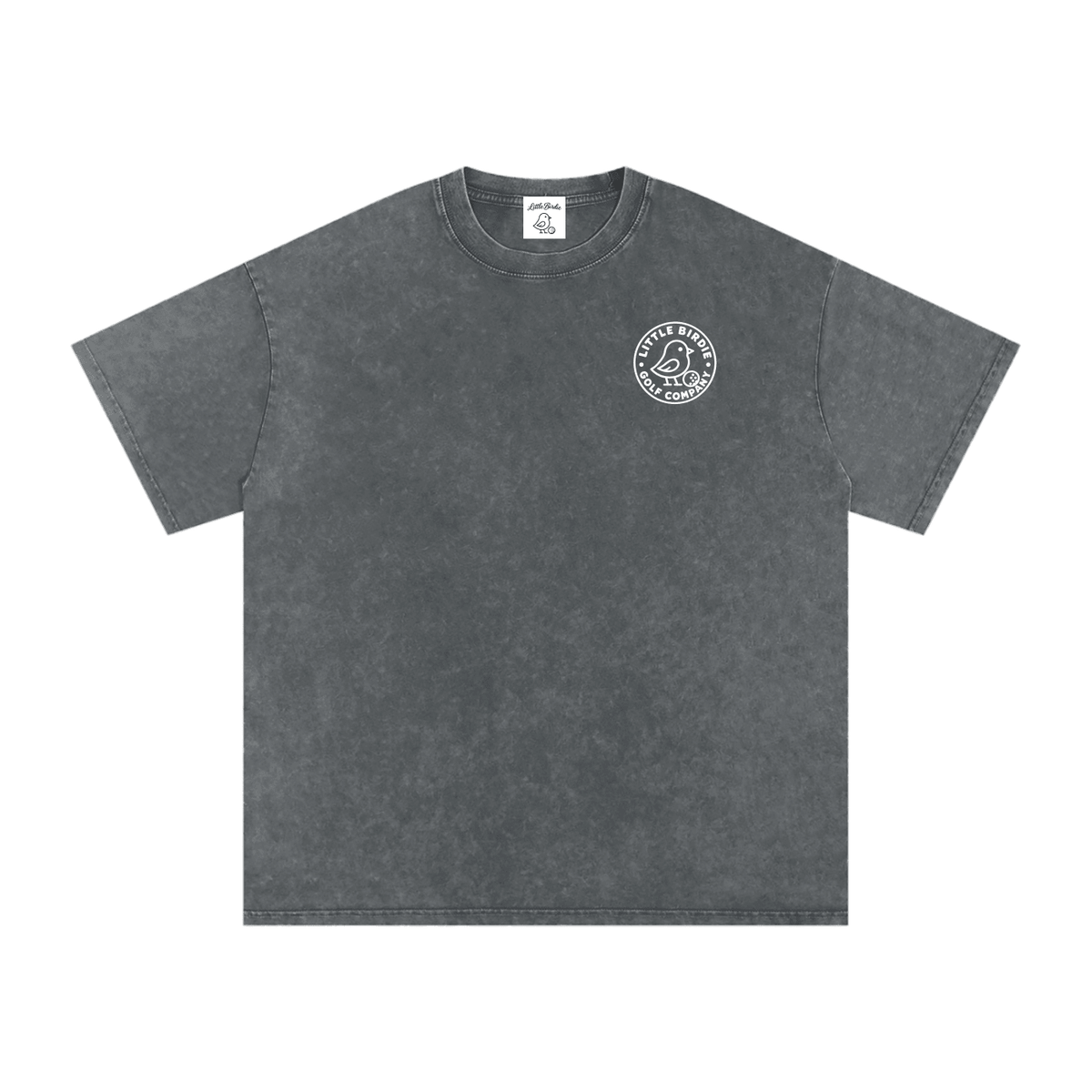 Birdie Badge Oversized Cotton Tee 250 GSM Vintage Wash Relaxed Fit - Little Birdie Golf Co
