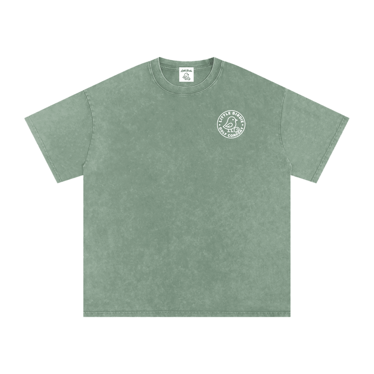 Birdie Badge Oversized Cotton Tee 250 GSM Vintage Wash Relaxed Fit - Little Birdie Golf Co
